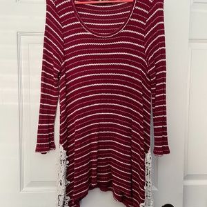 Red and White Long Sleeve Tunic
